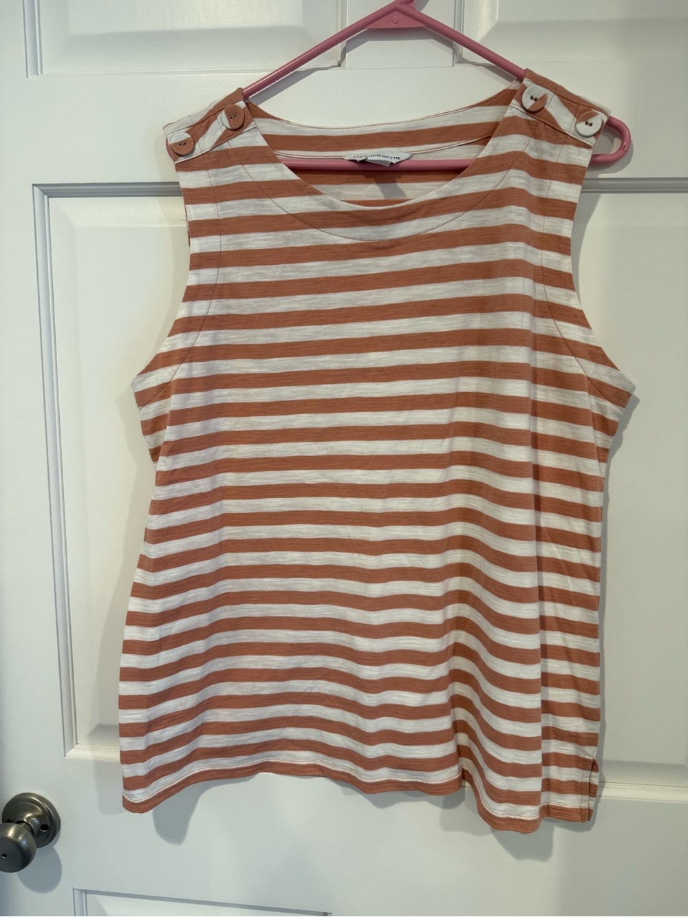 Dusty Rose and White Striped Tank Top from Liz Claiborne